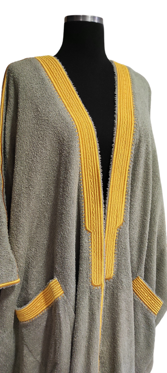 Beach Bisht Classic Bathrobe Khaki Color Design Details