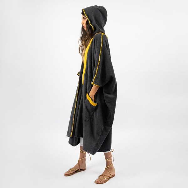 Beach Bisht Hoodie Bathrobe Anthracite Color